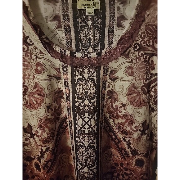 One World Womens XS Lace Floral Geometric Print Tshirt Tunic Top NWT B7 New - Picture 7 of 7